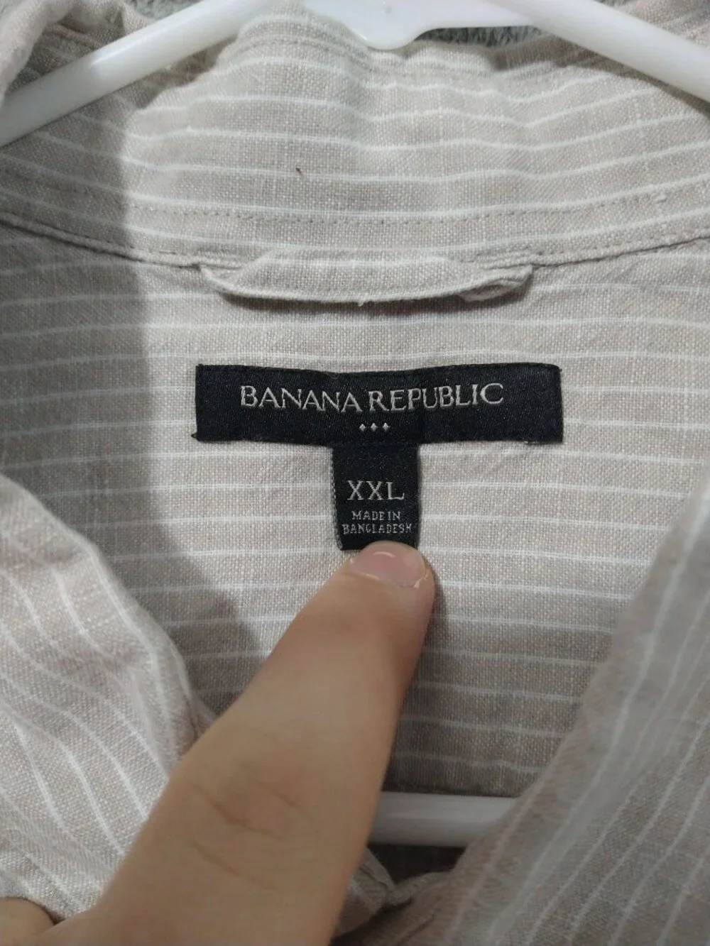 Banana Republic Shirt Mens 2XL Beige Striped Linen Short Sleeve Button Up